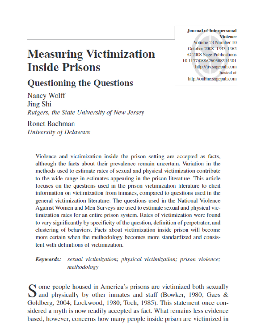 Measuring victimization inside prisons